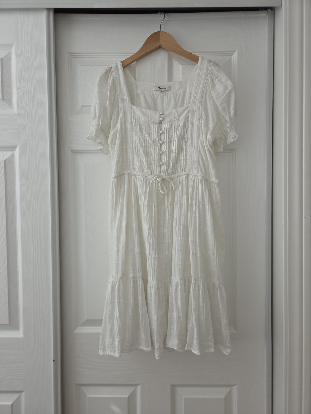 Madewell White Button-Front Cotton Dress